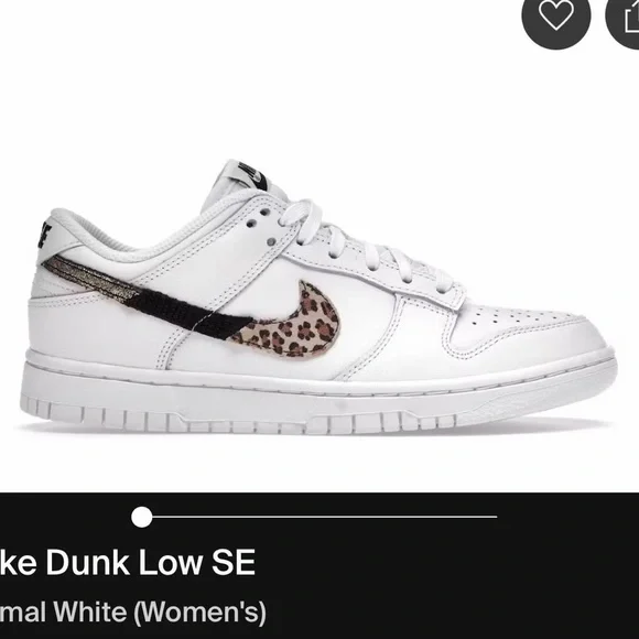 Nike Dunk Low SE Women's Sneakers - White and Leopard Print - Picture 1 of 5